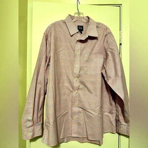 Jos A. Bank Traveler Fit Button-Down Collar Plaid Dress Shirt red blue size XL